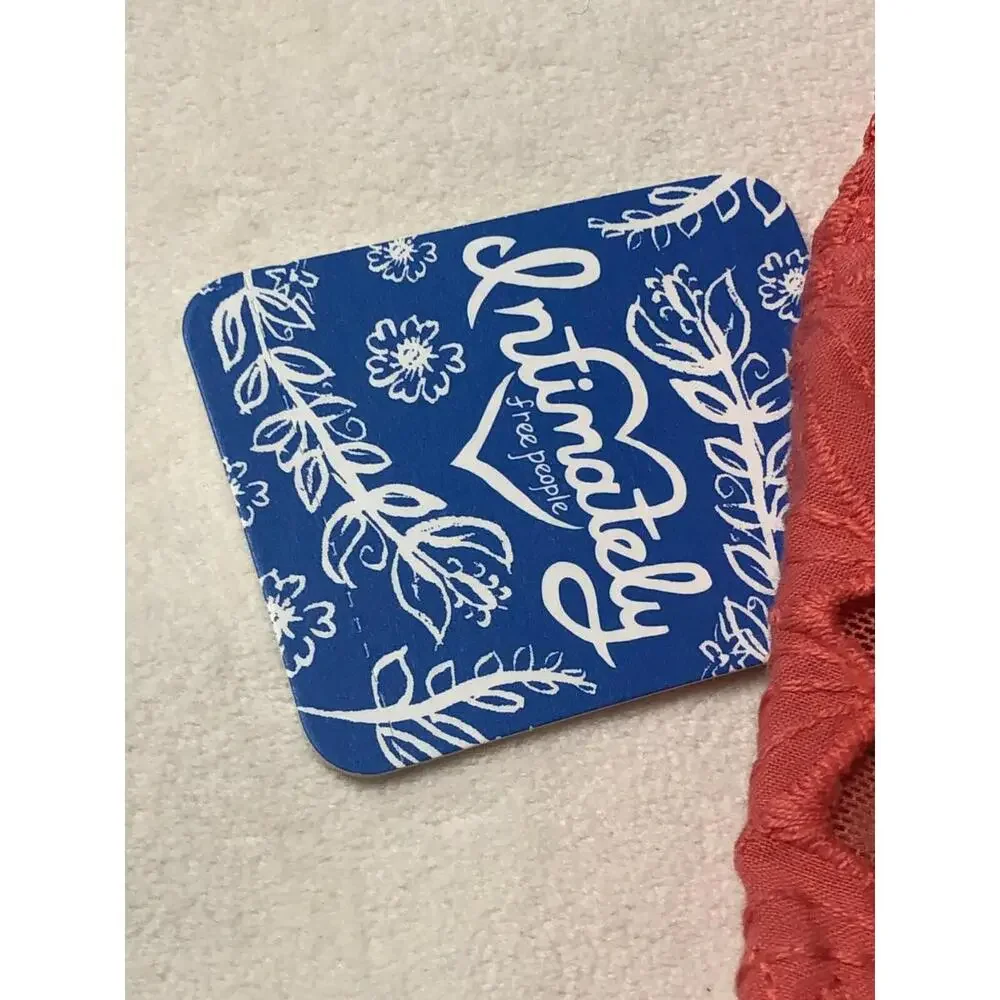 Intimately Free People June Eyelet Bralette Halter Crop Top Kiss Kiss Coral S - Picture 5 of 6